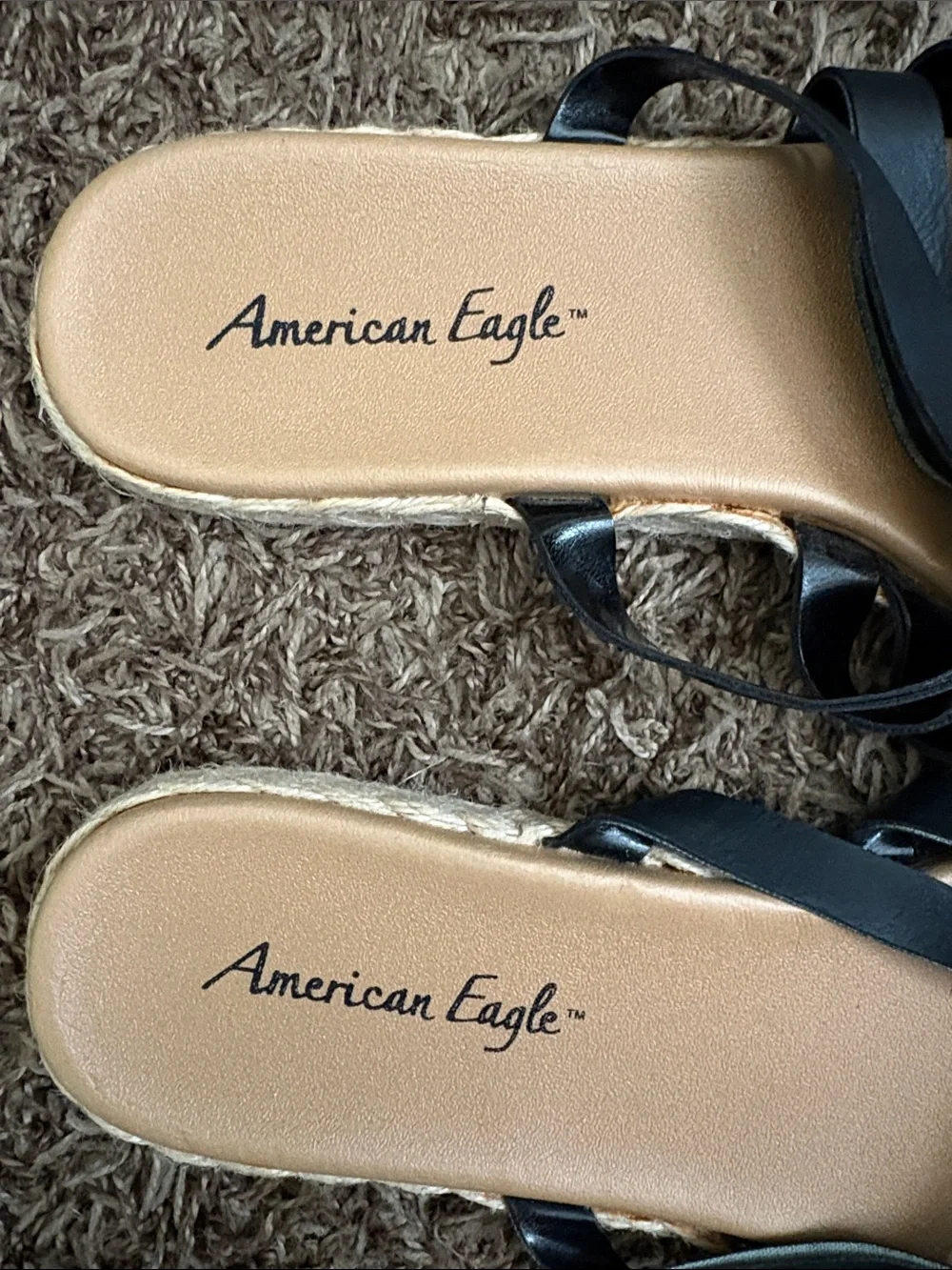 American Eagle Outfitters Black Strappy Espadrille Sandals size 10